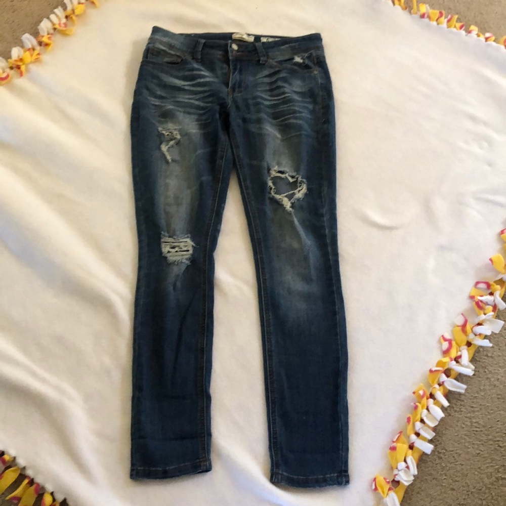Indigo Rein skinny ripped jeans size 9 32 inseam